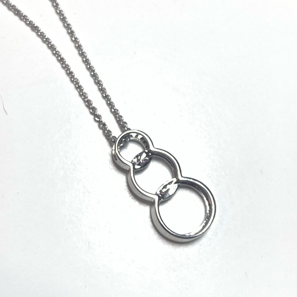 Sterling Silver and Diamond Graduated Circles Pendant Necklace - Picture 5 of 8